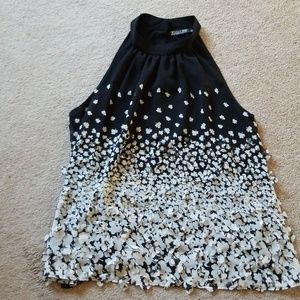 Black and white sleeveless top